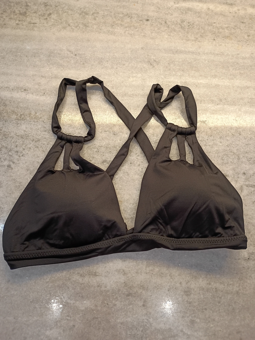 BECCA Black Cross-Strap Women's Bikini Top Size Large New $68